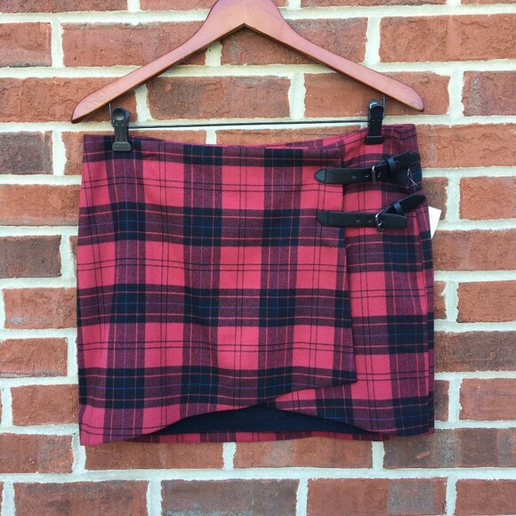 Tildon Wrap Mini Skirt Red Plaid Lady Red Rio Medium - Picture 2 of 11